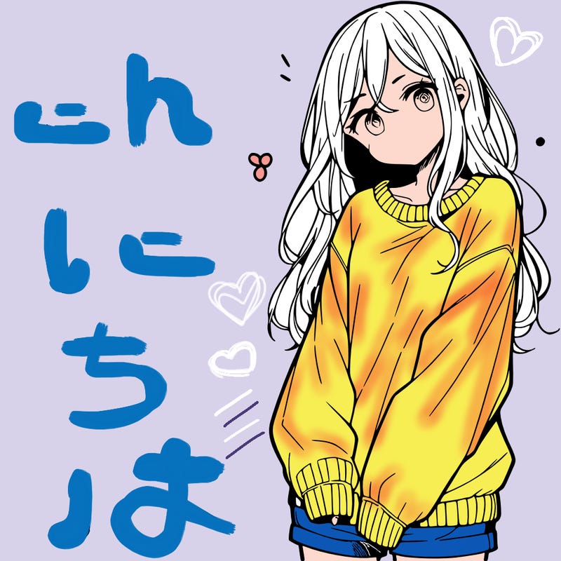 manga teen girl  in a sweater and baggy pants