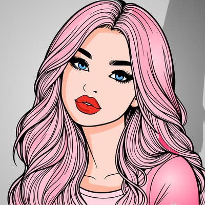 realistic girl with hair on her hair and lips