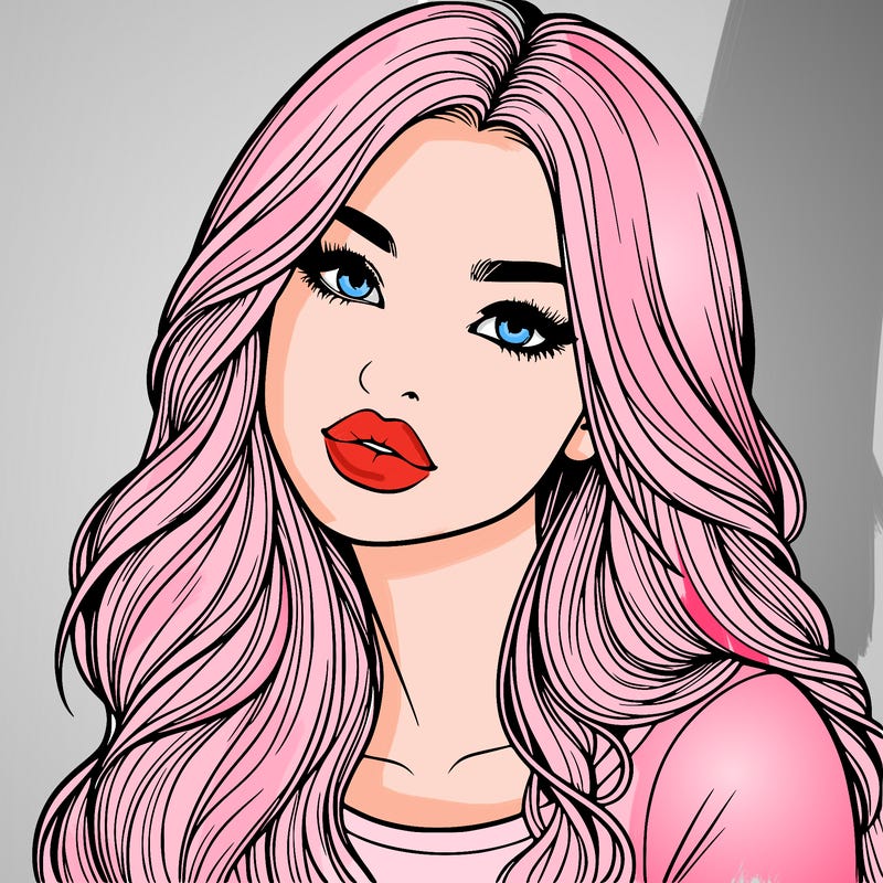 realistic girl with hair on her hair and lips