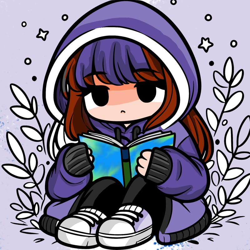 girl in oversized hoodie reading a book