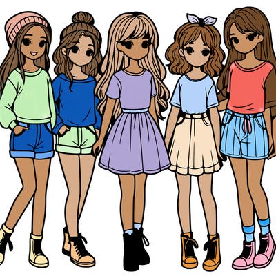 a group of five girls