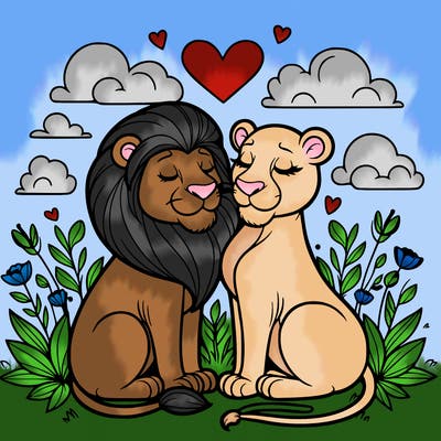 lion and lioness inlove