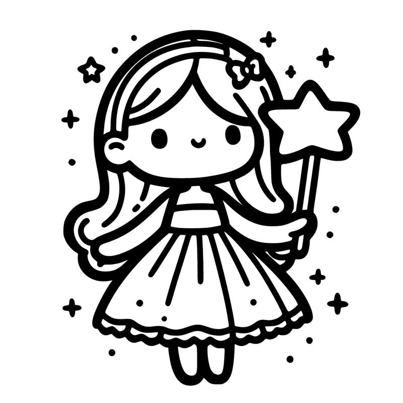 girl in dress holding star