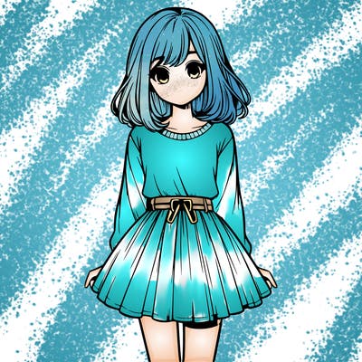 realistic girl with a skirt on