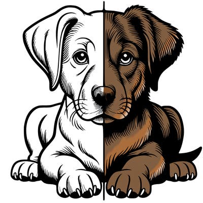 realistic dog split picture