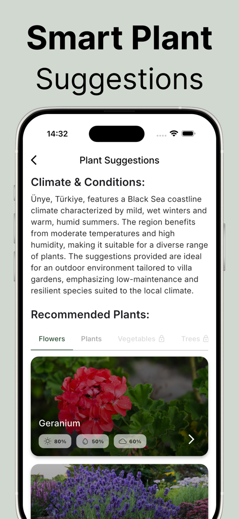 Landscape AI: Garden Designer - Smart plant suggestions based on local climate in the Landscape AI app