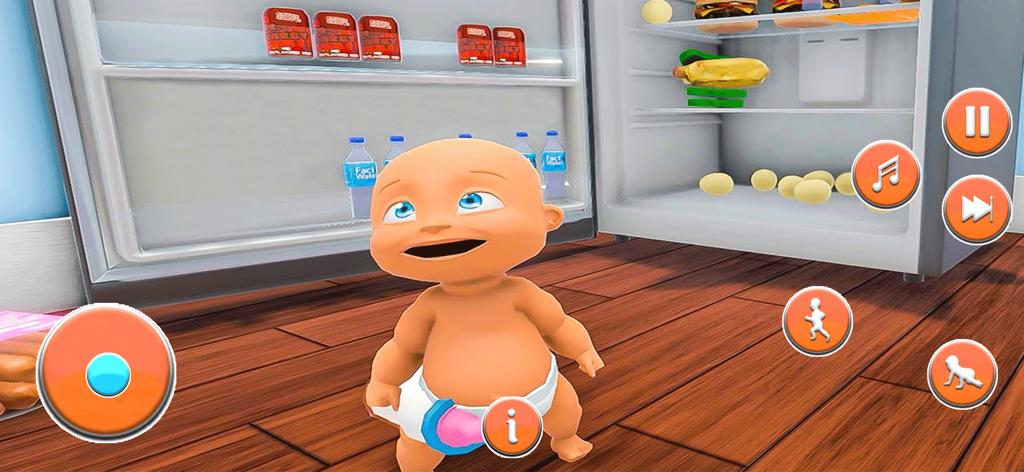 Where is Your Daddy: Boss Baby - Personaje de bebé travieso de pie frente a un refrigerador abierto en una cocina.