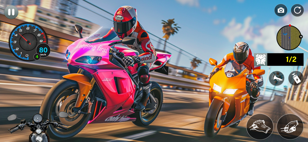 Motorcycle Games - Bike games - A high speed motorcycle race on a city highway
