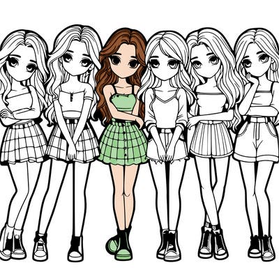 a group of girls realistic