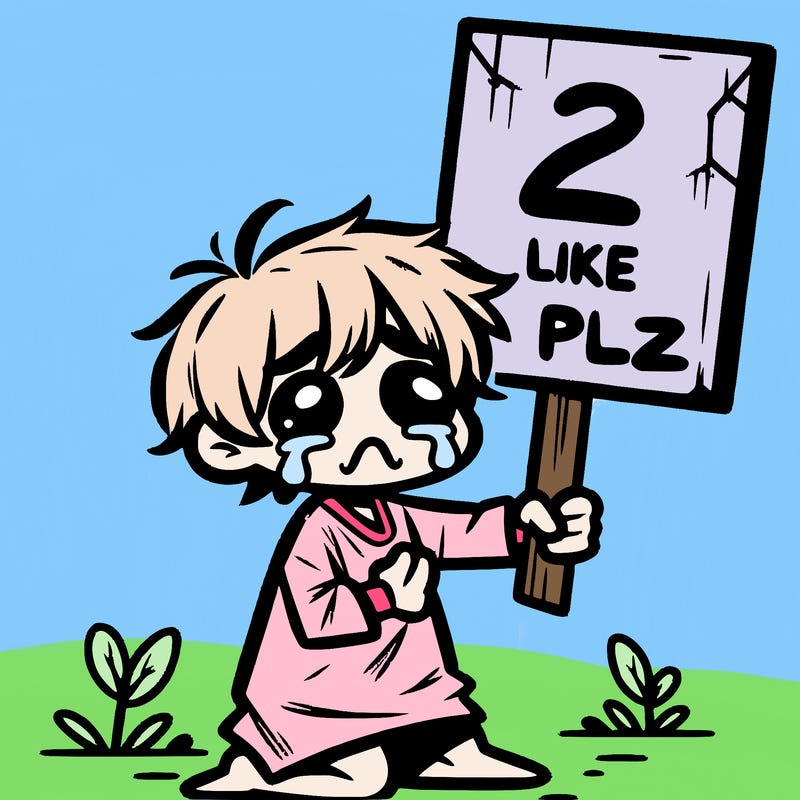 small poor toddler crying with sign that says 2 like plz