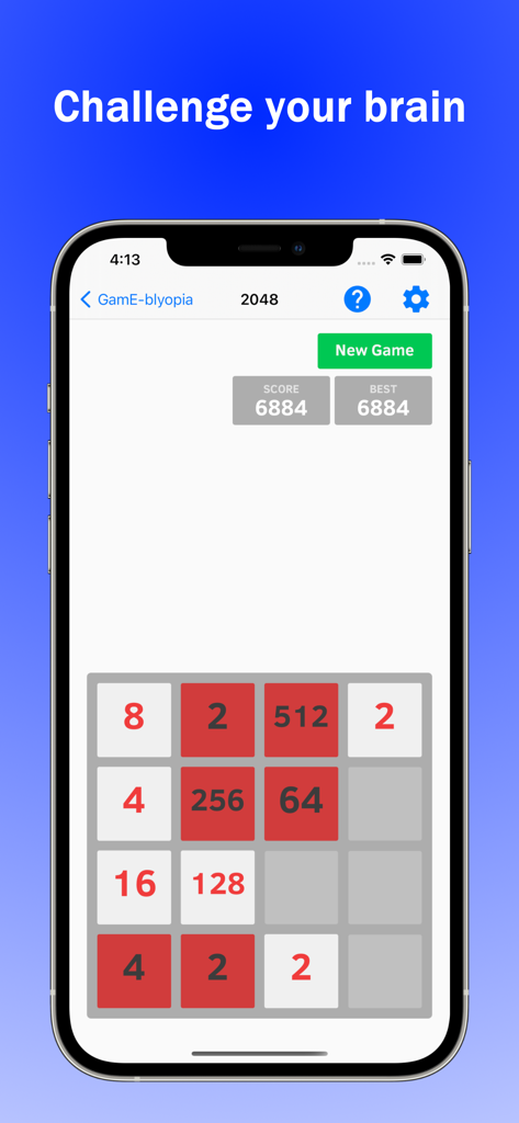 GamE-blyopia - Amblyopia Games - 2048 puzzle game in the GamE-blyopia app for vision therapy