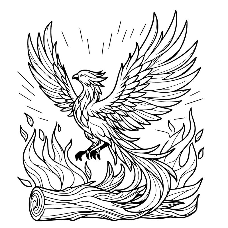 a phoenix rising from it’s ashes in a majestic way