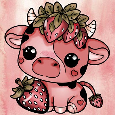 cute strawberry cow