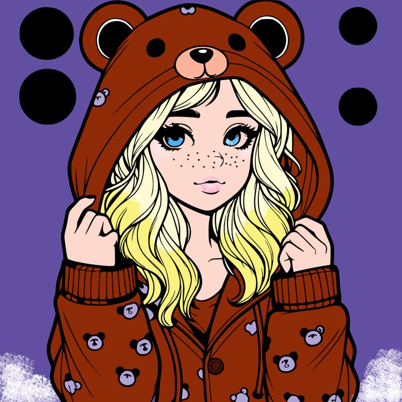 realistic girl in a animal pjs hoodie