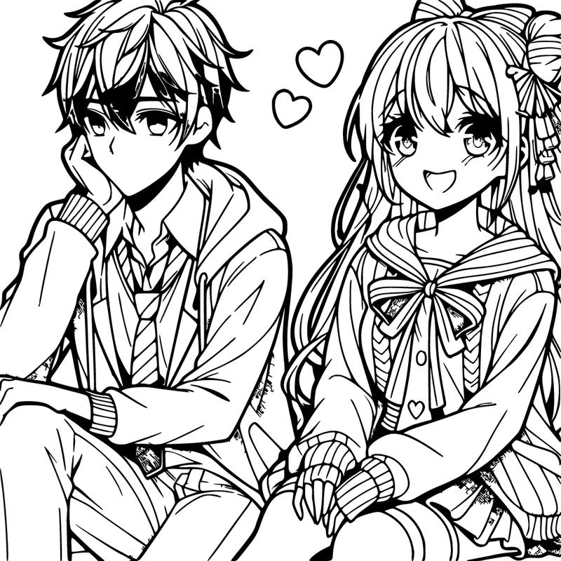 anima girl and boy in love