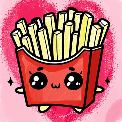 a cute. french fries