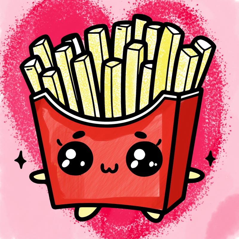 a cute. french fries