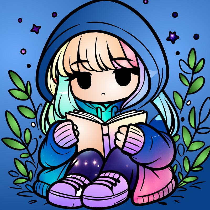 girl in oversized hoodie reading a book