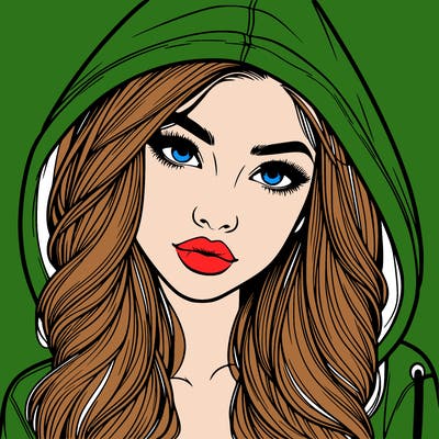 realistic beautiful girl with a hood on
