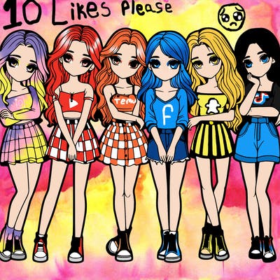 a group of girls realistic