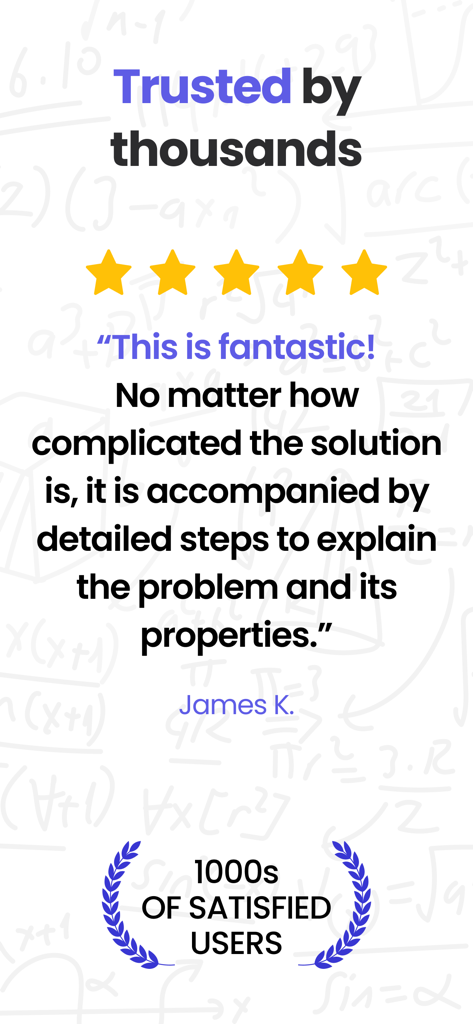 Five star user review for MathMaster app highlighting detailed step by step solutions