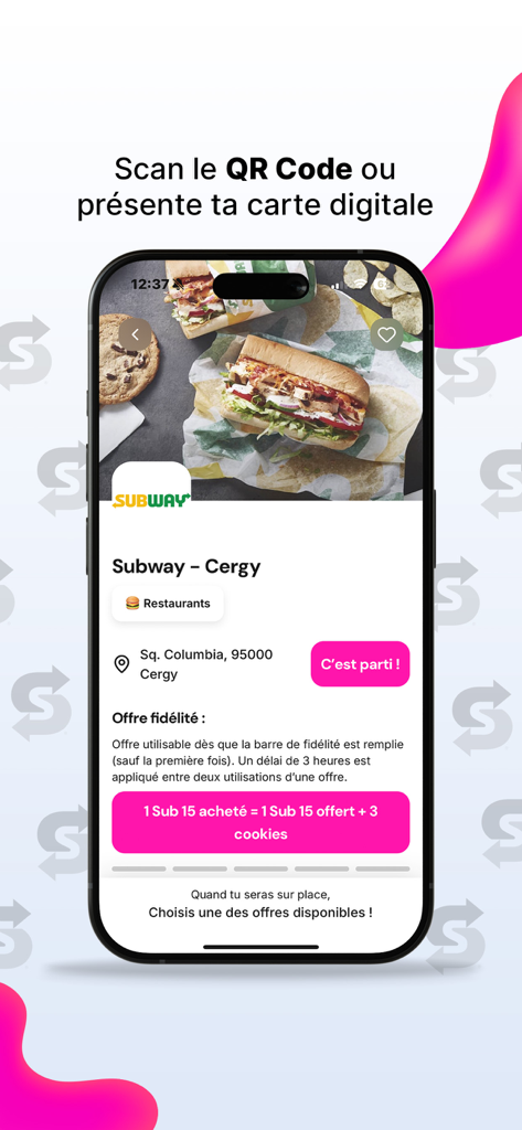 Offerta fedeltà del ristorante Subway visualizzata sull'app mobile Insolit
