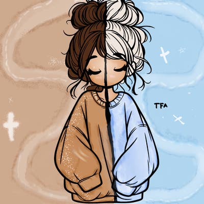 girl with baggy sweatshirt and messy bun