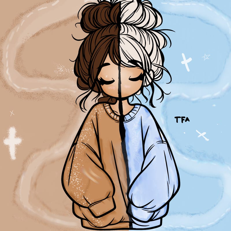 girl with baggy sweatshirt and messy bun