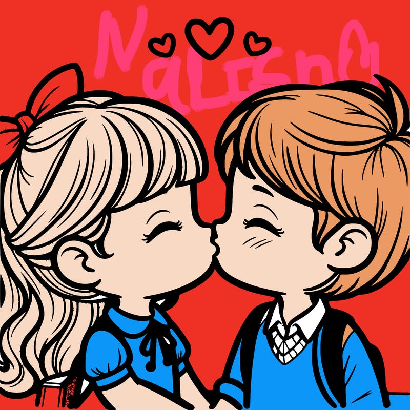 boy and girl kissing