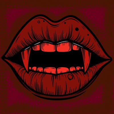 lips with vampire teeth