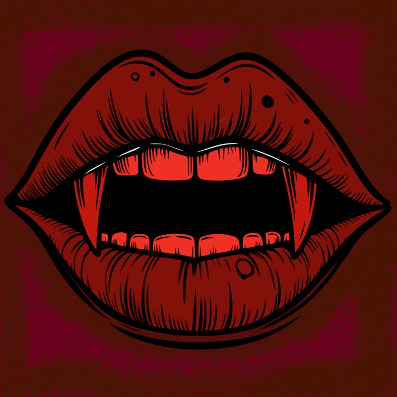 lips with vampire teeth
