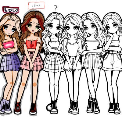 a group of girls realistic