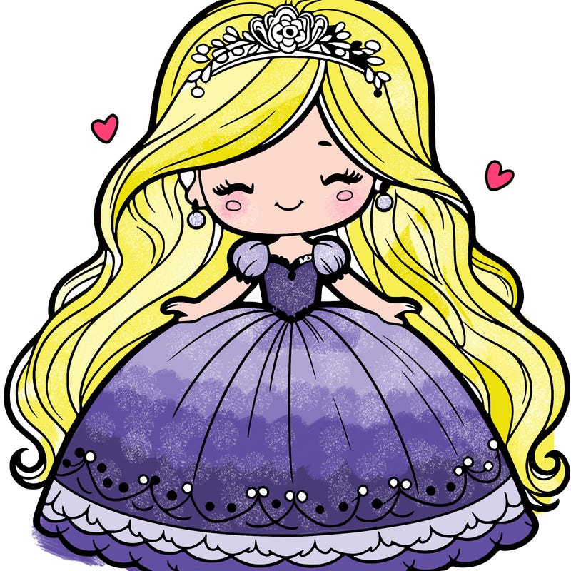 princess with long hair and a big dress