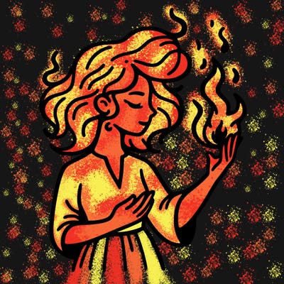 woman with fire