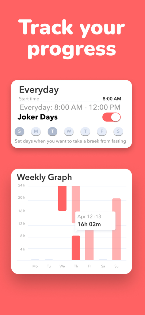 Intermittent Fasting Tracker! - Gráfico de ayuno semanal y configuración del horario en la aplicación Intermittent Fasting Tracker