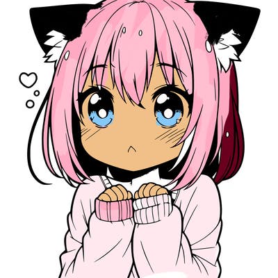 shy anime catgirl