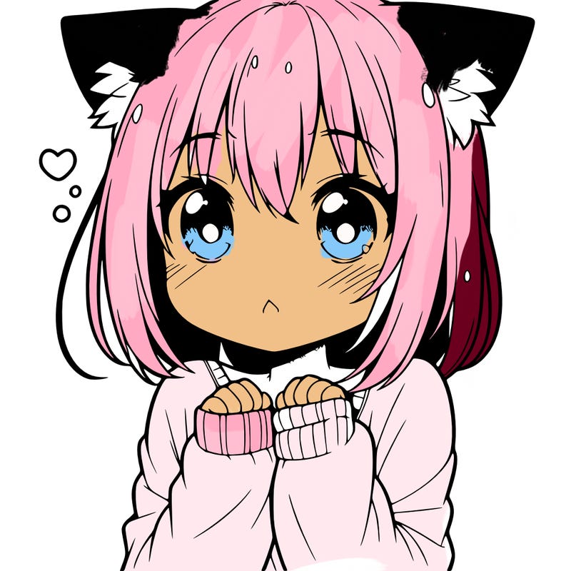 shy anime catgirl