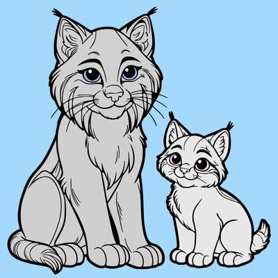 bobcat and young bobcat