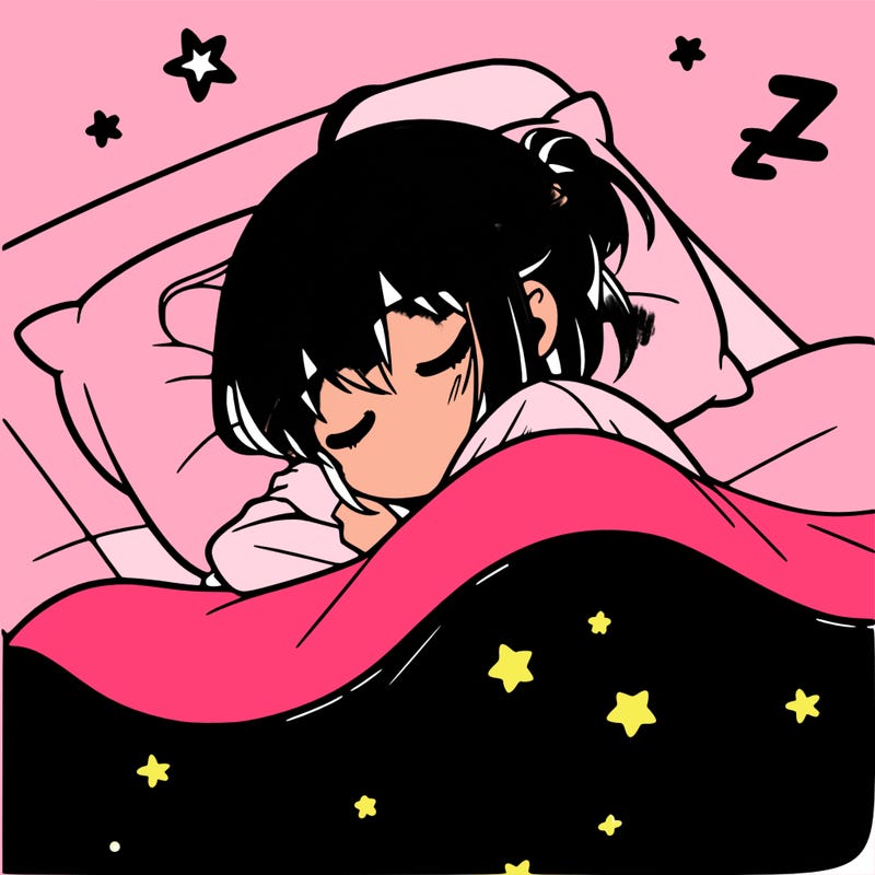 anime girl asleep in bed