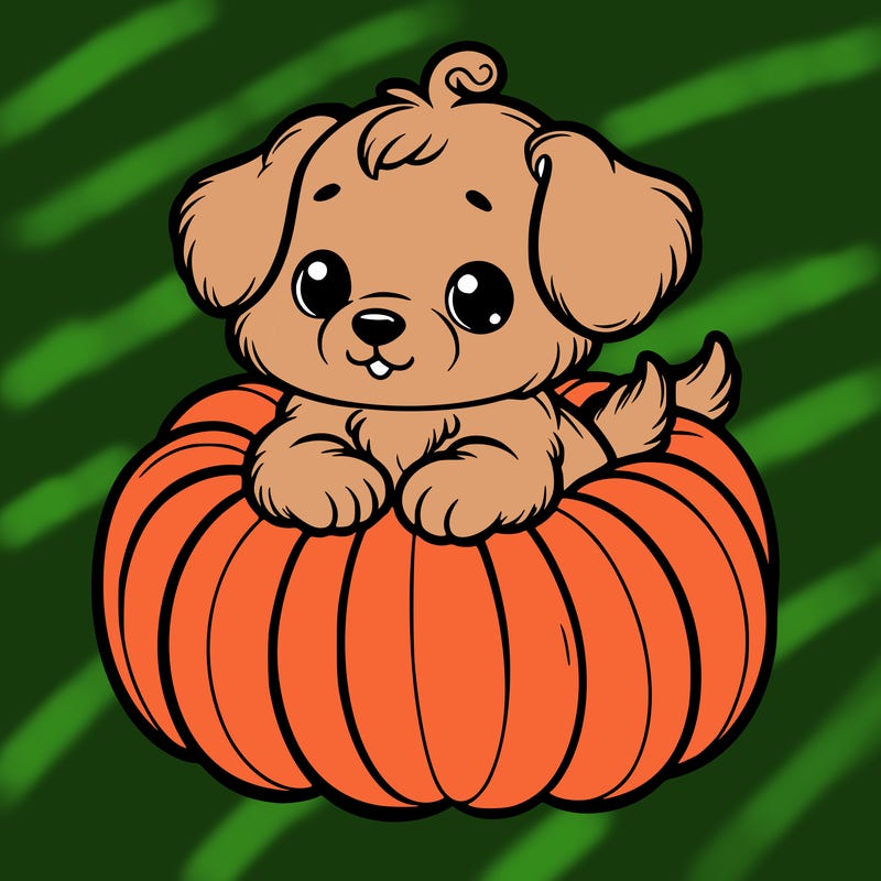 cute little puppy in a pumpkin