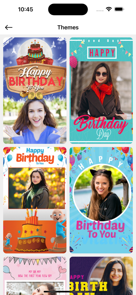 Birthday Photo Frames - Editor - A variety of colorful birthday photo frame themes and templates