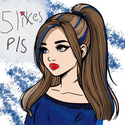 realistic girl with a high ponytail