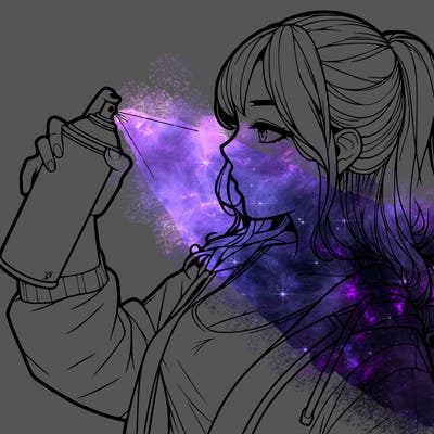 a realistic girl spray, painting