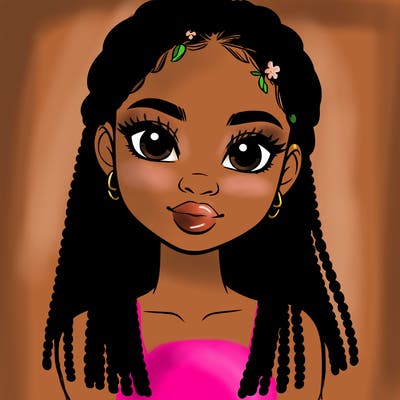 a realistic black girl with braids