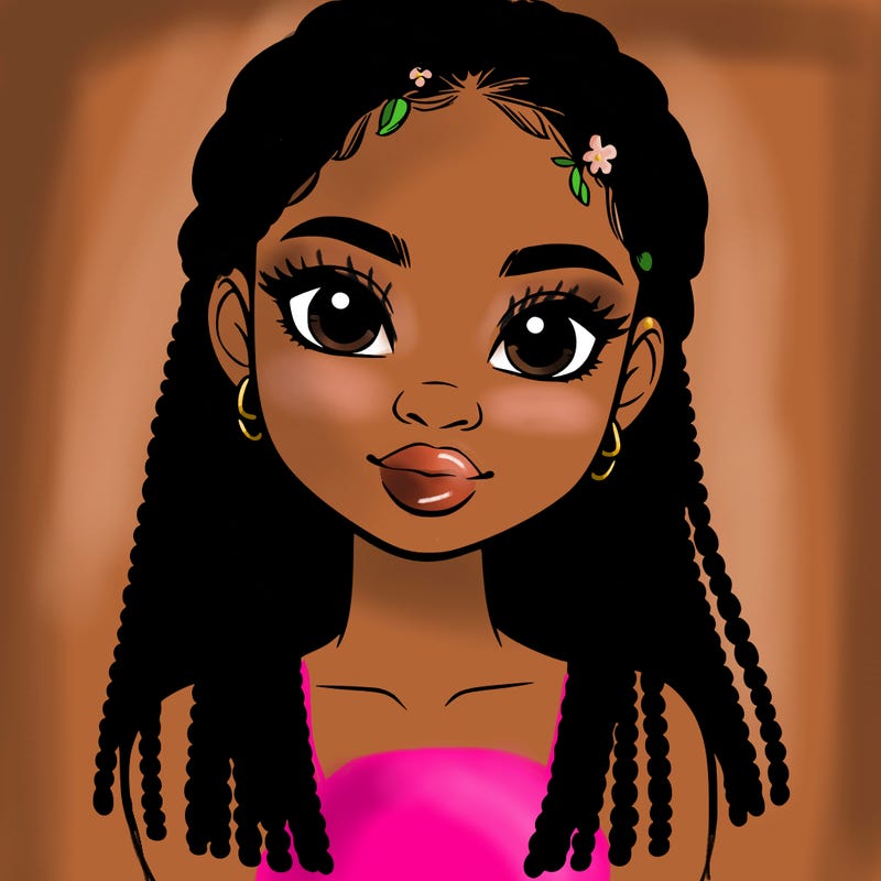 a realistic black girl with braids