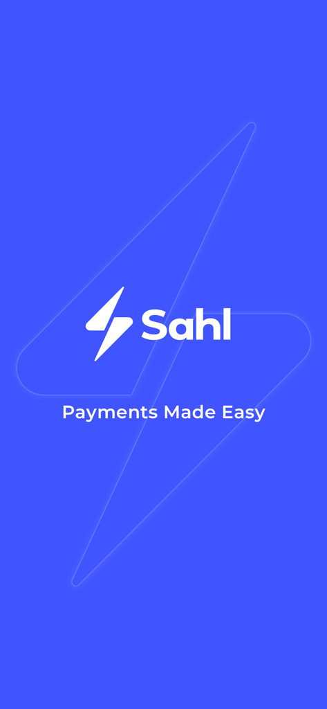 Sahl app splash screen with logo and tagline Payments Made Easy