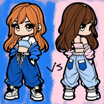 girl in crop top and baggy pants