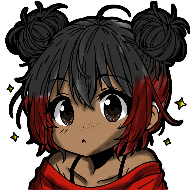 a manga girl with messy small buns