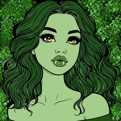 realistic girl with wavy hair and lips