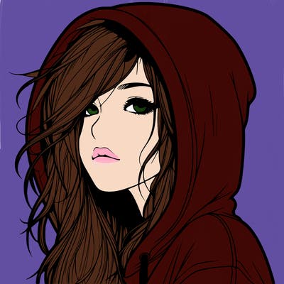 realistic girl with hoodie on